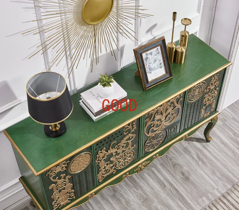 Golden Emerald American Sideboard Cabinet Solid Wood Multi-Functional French Locker