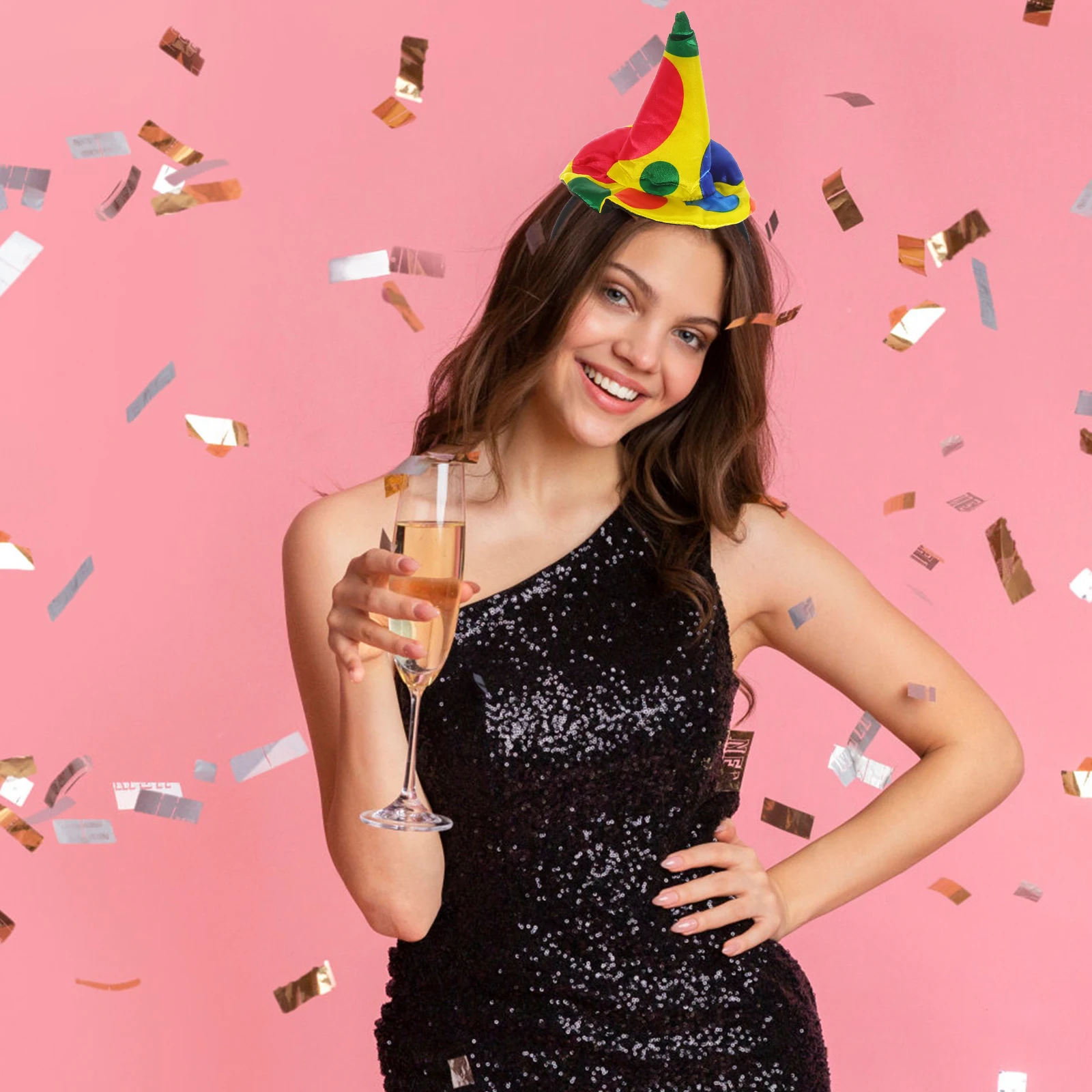 

2Pcs Clown Hat Hair Hoops Cosplay Festival Party Hair Decor Unique Creative Headdress Creative Clown Headdress