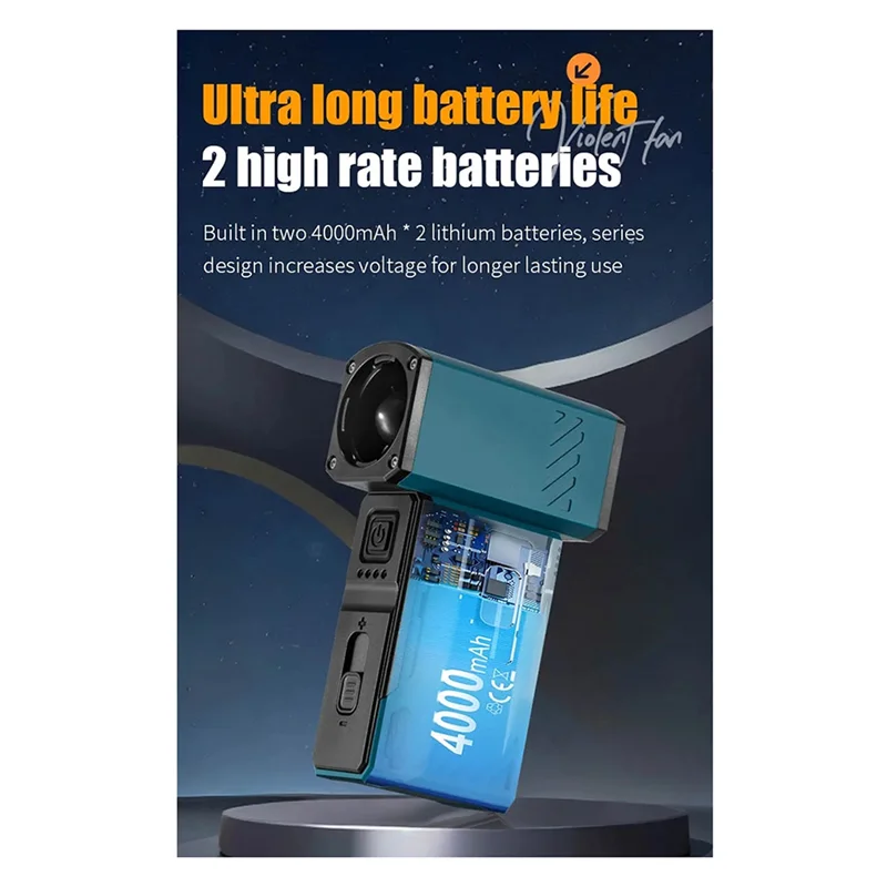 พัดลมมือถือพลังสูง 130000 รอบต่อนาที พัดลมเทอร์โบแบบพกพา มอเตอร์พัดลมแรงสูง เครื่องดูดฝุ่นแบบพกพา และเครื่องเป่าฝุ่น B