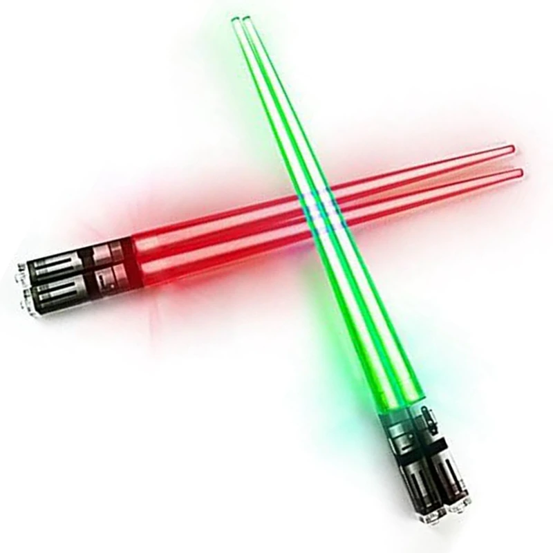 Light Up Lightsaber Chopsticks Set, 2 Pairs, Red Green