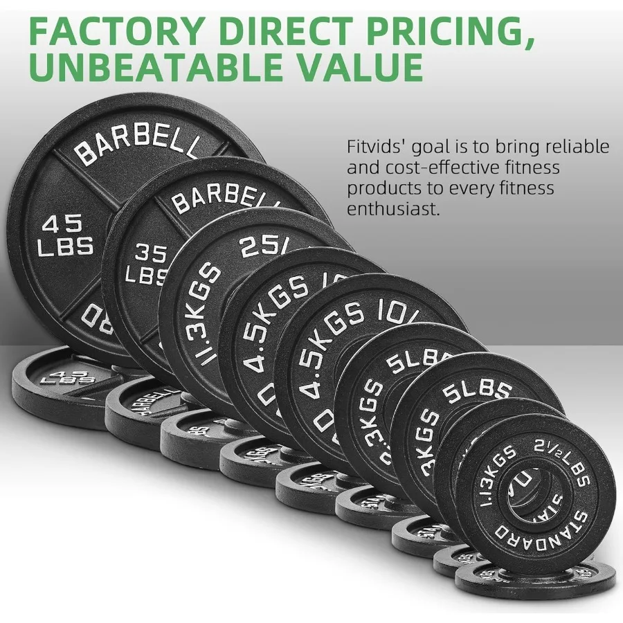 لوحة وزن من الحديد الزهر مقاس 2 بوصة لتدريب القوة ورفع الأثقال: معدات لياقة بدنية متينة ودقيقة مناسبة لـ