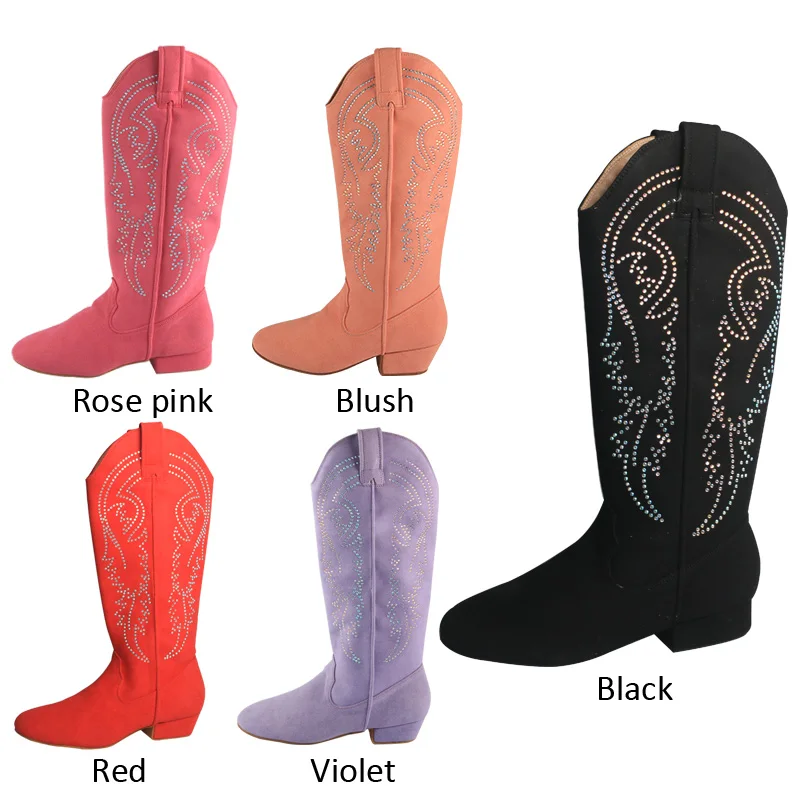 Venus lure Customized 4CM Heel Ballroom Dance Practice Wear Boots Suede Soled Black Rhinestone Boots Dance Urban Heel