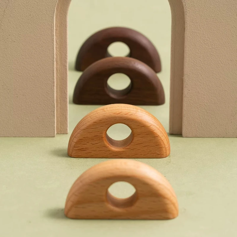 2Pcs Children's Room Solid Wood Cabinet Door Handle Japanese Wooden Drawer Shoe Wardrobe Pull Cute Moon Single Hole Small Handle