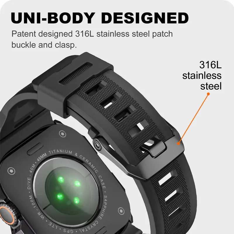 Case+Strap for Apple Watch Ultra 3 2 49mm Modification Kit Strap Iwatch Ultra 3 2 1 49mm Silicone Bracelet+Metal Case Accessory