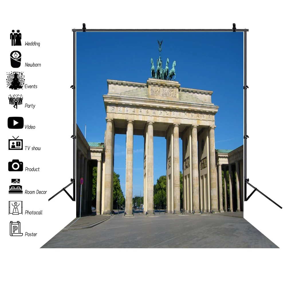 

Laeacco Brandenburg Gate Berlin Scenic Photography Backdrops Vinyl Photo Backdrop Custom Camera Backgrounds For Photo Studio