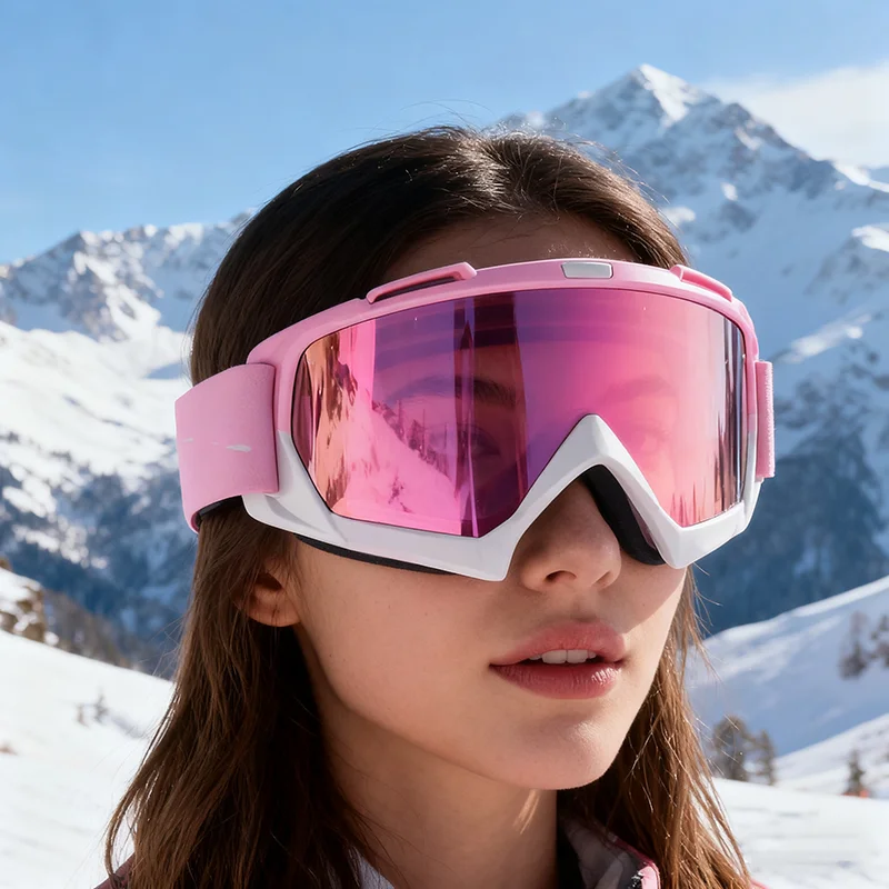 Women Pink Ski Goggles Motorcycle Sunglasses Skiing Cycling Racing Off-Road Goggles Snowboard Ski Glasses Winter Snow Eyewear