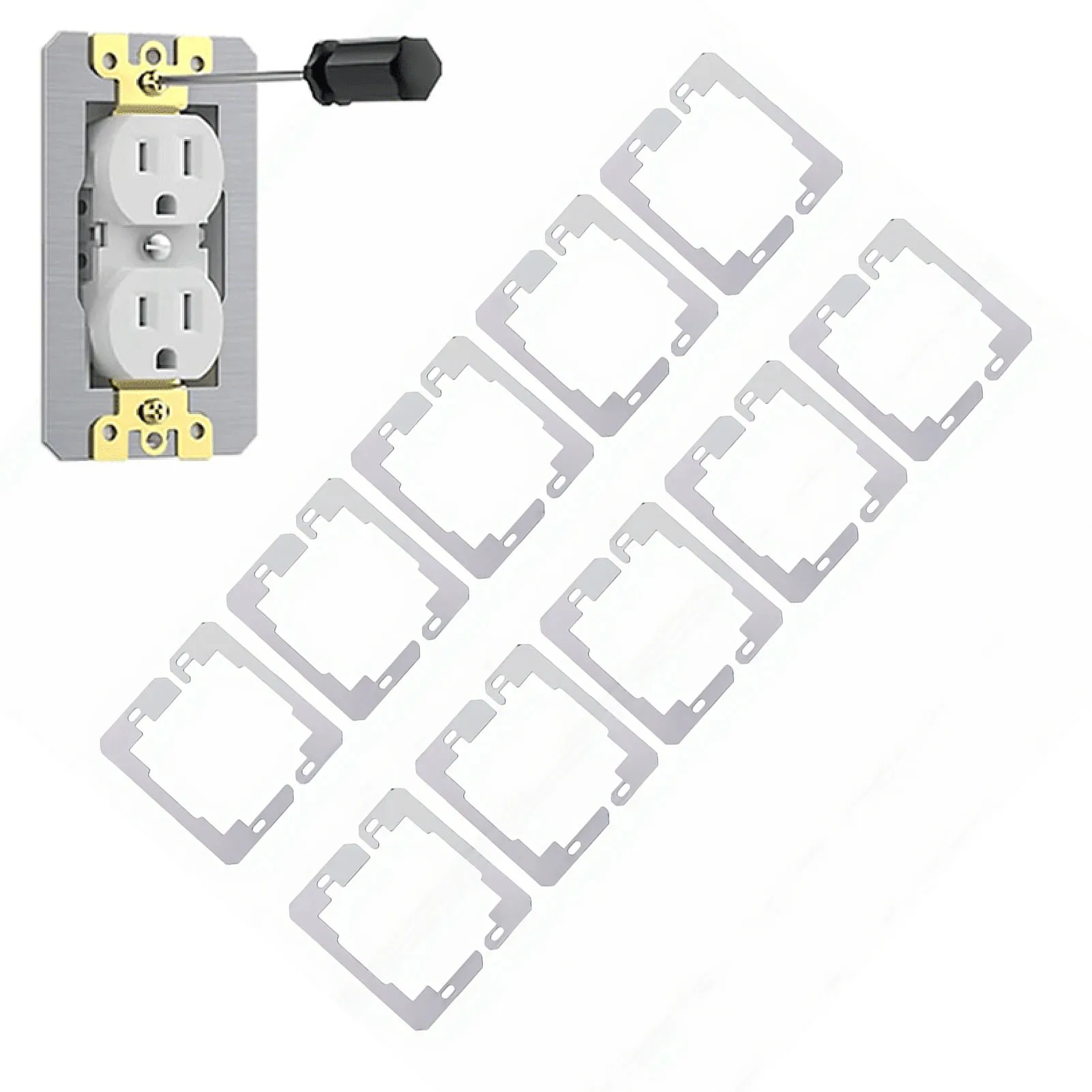 20 Pcs Wall Plate Spacer Stainless Steel Outlet Spacer Wall Plate Leveler Device for Electrical Box