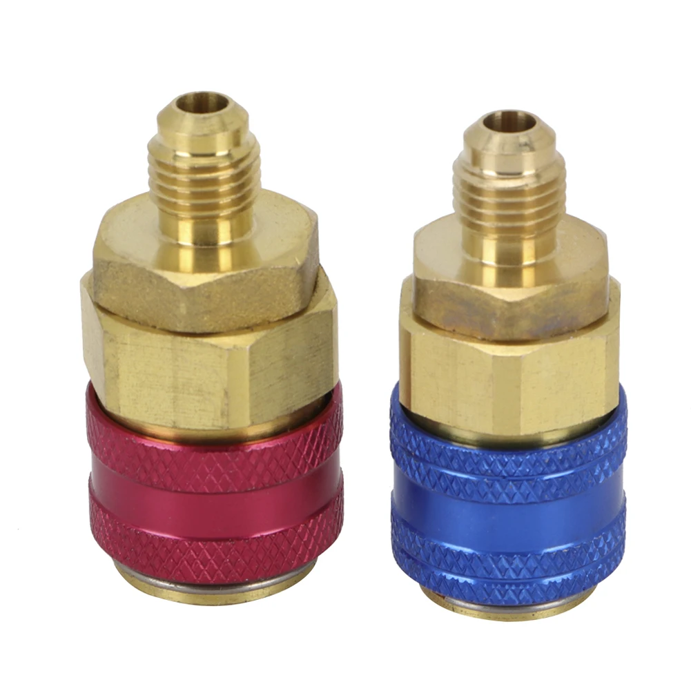 2Pcs Car Air Quick Coupler Connector for R134A High Low Red Blue Side Conversion Adapters new
