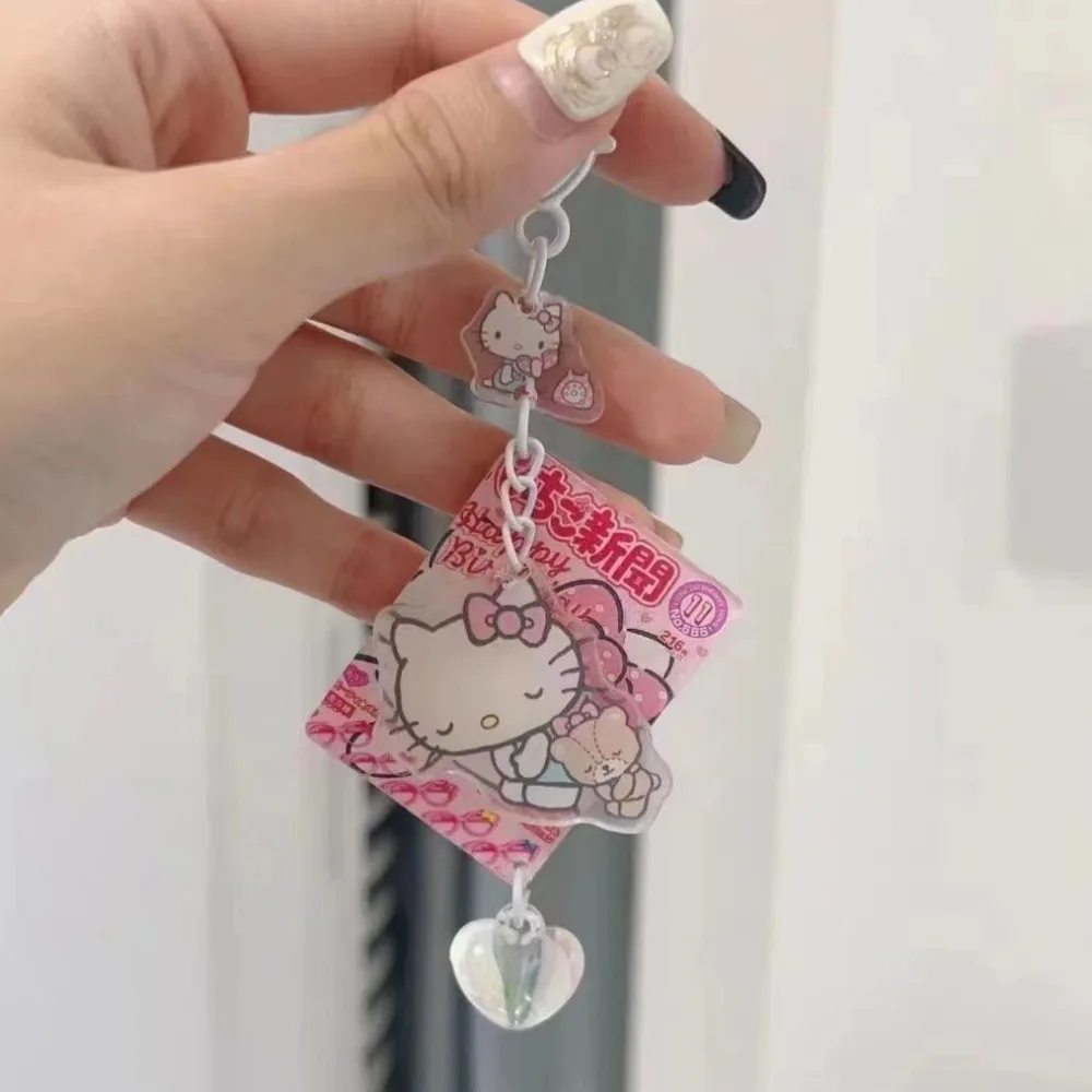 New Hello Kitty Key Buckle Anime Peripheral Cute Originality Personality Schoolbag Pen Case Acrylic Hanging Decoration Gifts