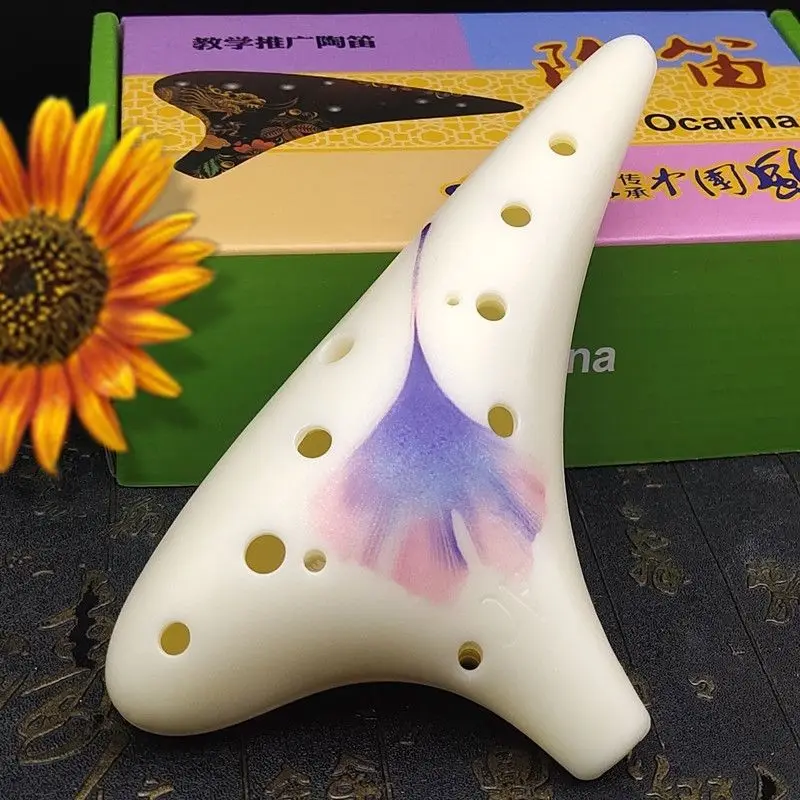 12 Holes Ocarina Alto C Tone Student Beginner Ceramic Flute Professional Portable Ceramic Flute Time Ocarina Playing Instruments
