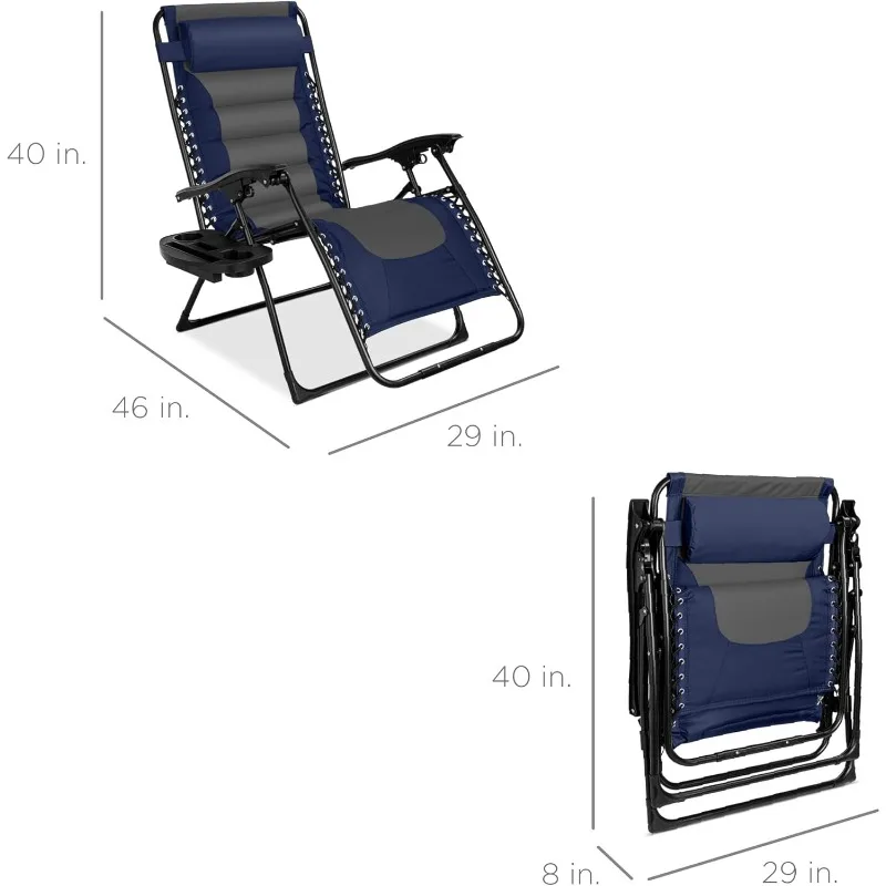 Best Choice Products Oversized Padded Zero Gravity Chair, Folding Outdoor Patio Recliner, XL Anti Gravity Lounger for Backyard