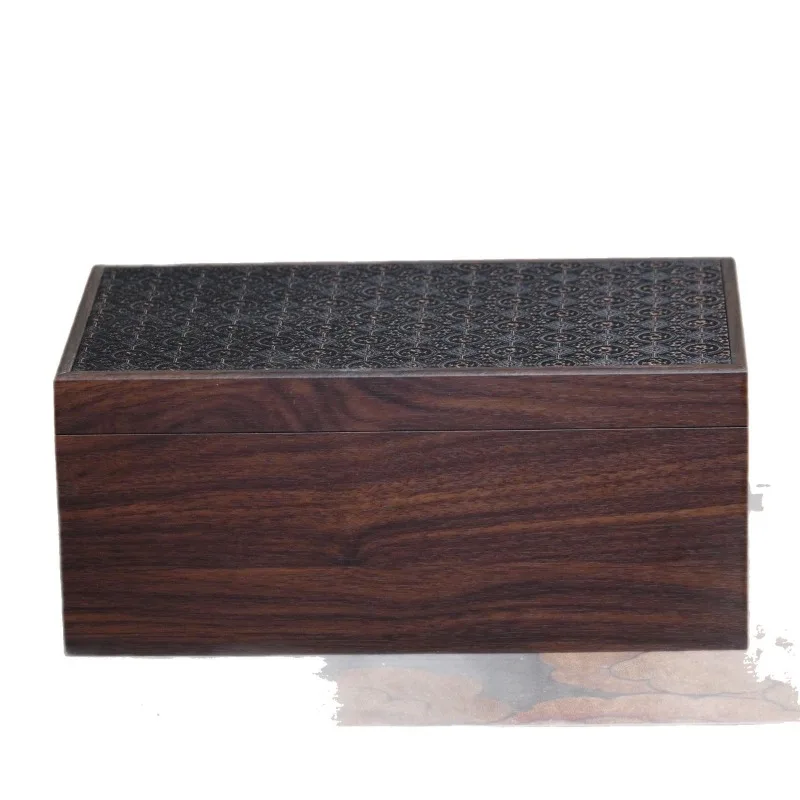 

Retro new Chinese solid wood desktop storage box, stationery box, dustproof begonia flower glass jewelry