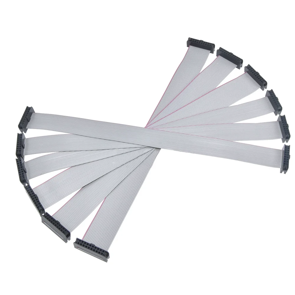 FC2.0 สีเทาสายริบบิ้น JTAG 10 ซม.-1 ม. หัวคู่ดาวน์โหลด 1.0 มม. ระยะห่างระหว่างเส้นสาย IDC 6P-60P เดียวกันทิศทางสำหรับอิเล็กทรอนิกส์