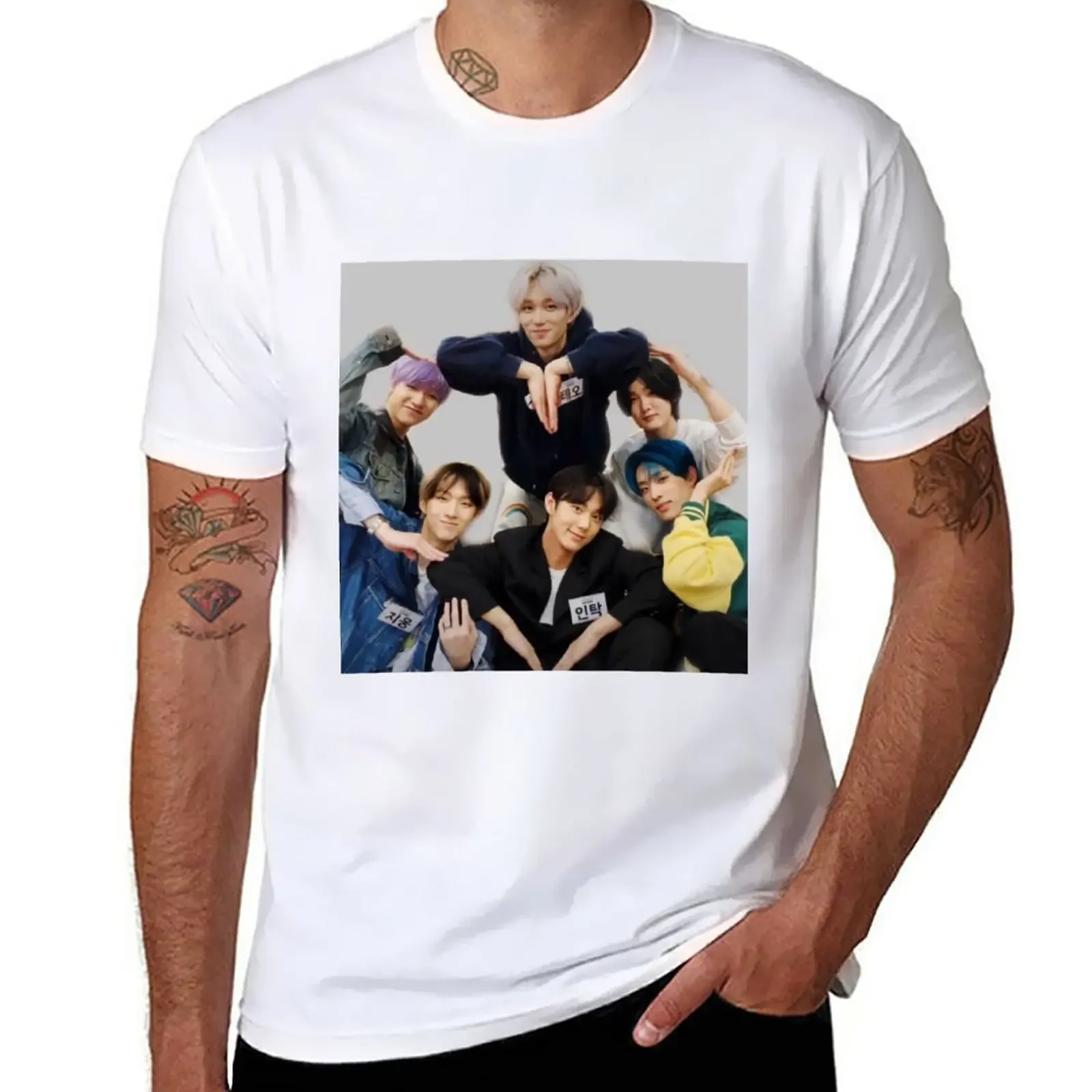 New P1Harmony OT6 Group Heart T-Shirt custom t shirts design your own animal print for boys men workout Summer fashion New 2024