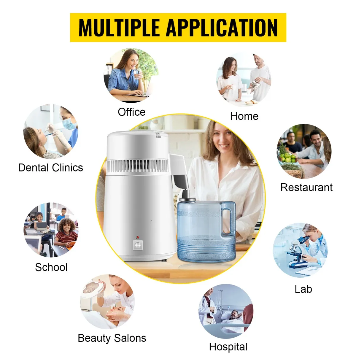 750W 4L Water Distiller Purifier Filter Dispenser Heating Drinking Bottle Softener 304 Stainless Distilled Water Machine