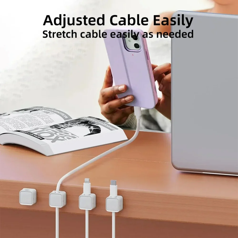 1/3/6PCS Adjustable Magnetic Cable Clips Under Desk Cable Management Home Office Cables Wire Keeper Cable Organizer Holder - view 3