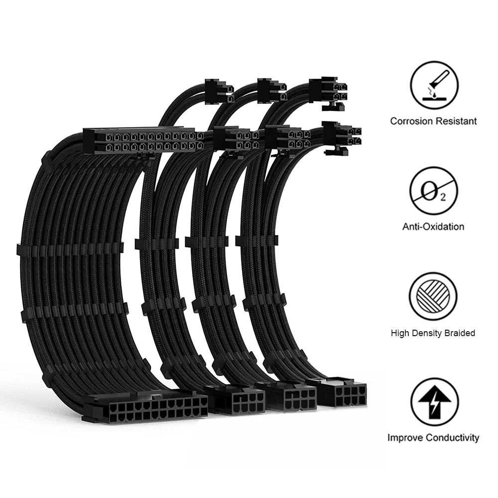 طقم كبلات تمديد ATX PSU ، 24Pin ، ci-e ، 6 + 2Pin CPU ، 4 + 4Pin ، حافظة PC ، ديي ، ألوان مختلفة متاحة ، 4 من من فضلك