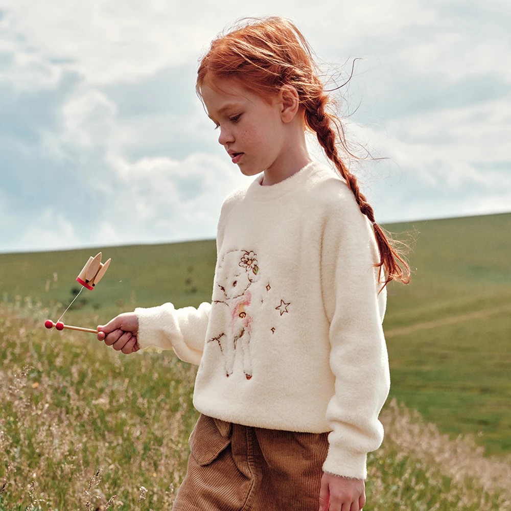Dave Bella Children Knitwear Pullover Sweater Children Aged 6-12 Girls Long Sleeve Knitted Sweater Tops Kids Clothes DK4264699