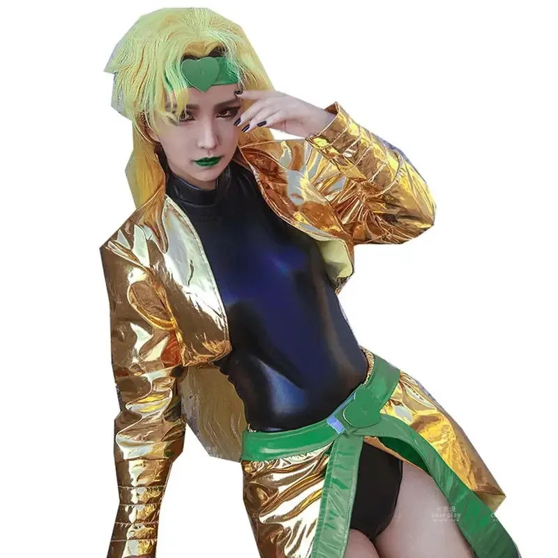 

2024 movie Dio Brando Cosplay Costume yellow gold costume Female Sexy Version