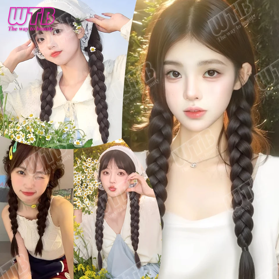 WTB Braided Ponytail Synthetic Hair Wig Elastic Tie Fluffy Smooth Braided Ponytail Suitable for Women's Daily Wear and Holidays image 6