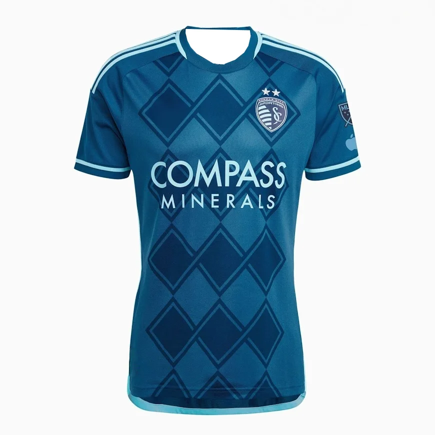 Sporting Kansas City 2025/26 Away Jersey Men's Soccer Shirt  Sponsor  Football Jersey Fan  Navy Purple Blue Diamond Pattern Kit
