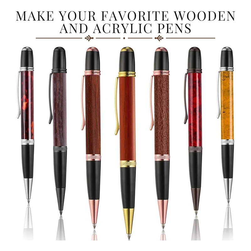 20 Pack Woodturning Pen Kit Twist Ballpoint Pen Kit with Refill Copper for DIY Classroom Supplies Student Friends Gift-A56M