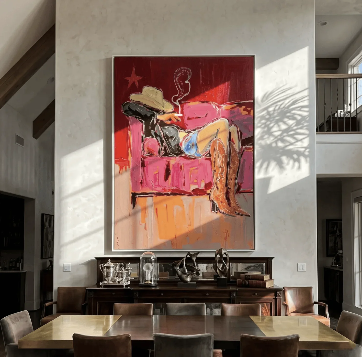 1pc frameless Canvas Painting Wall Art Canvas Prints Posters Decor Textured Yellow Hat Cowgirl Boots Sofa Painting For Living Ro