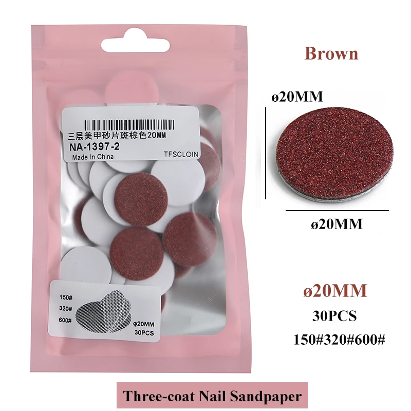 30pcs/set 20/25/35mm Round Sanding Paper Disk Grit 150/180/240/320/600 Sanding Disc for Dead Skin Calluse Remover Pedicure Tools