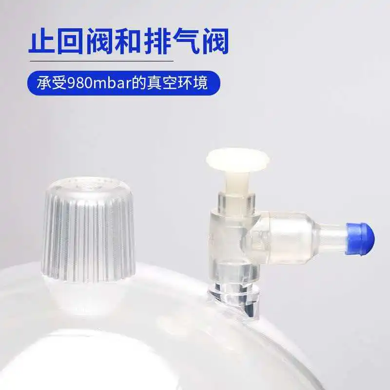 Plastic vacuum dryer with lid, double valves, PP polypropylene drying dish, transparent dryer with pressure gauge, vacuum tank,