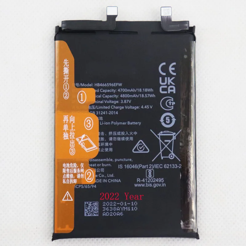 4800mAh HB466596EFW Battery For Huawei Honor X30 Mobile Phone Battery