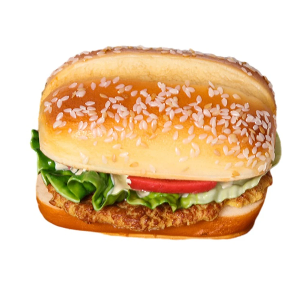 Realistic PU Burger Food Model for Bakery Decoration Retail Display Stand and Childrens Pretend Cooking Role Play Activity