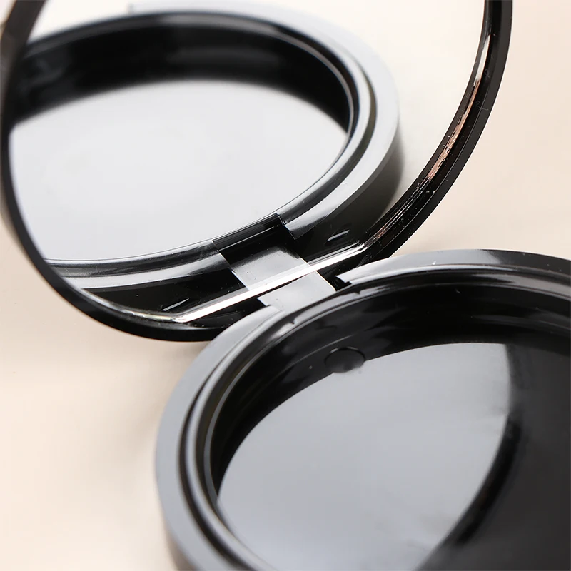 Reusable Empty Single Black Circular Highlight Box Blush Shadow Powder Box With Mirror Aluminum Pan Inside Diameter 59mm