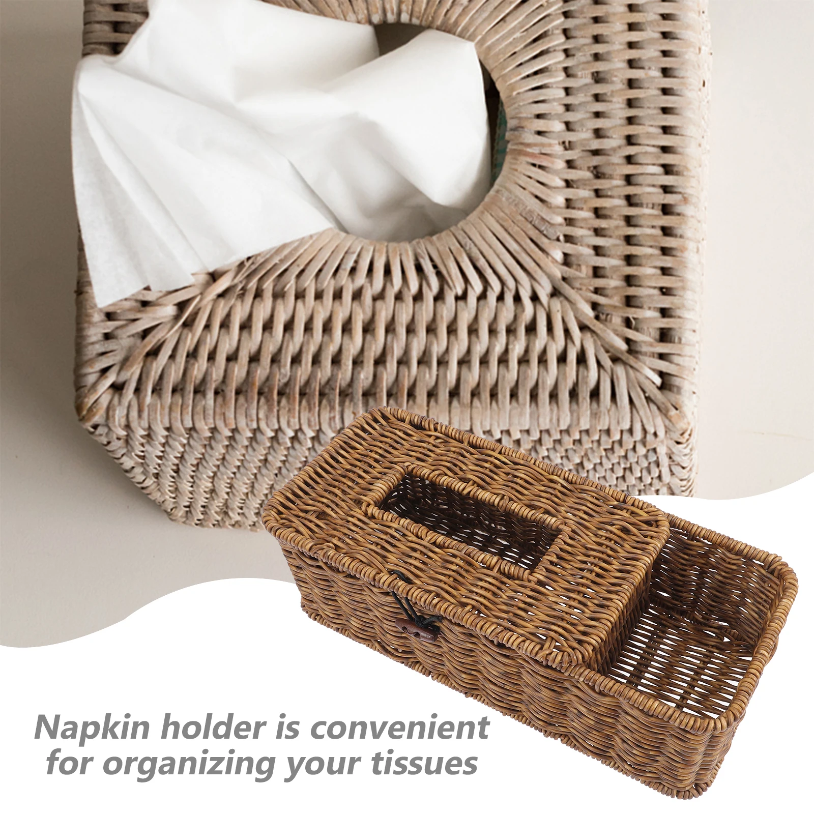 

Tissues Boxes Multifunctional Paper Towel Holder Remote Control Practical Light Brown Plastic Simple