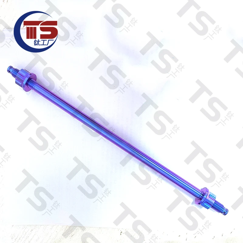 TS 1PC Factory Gr5 Ti-6Al4v Titanium alloyM10/12 shaft and M10/12 nut r For Motorcycle Rear Wheel Axle（with 2 clips in silver)）