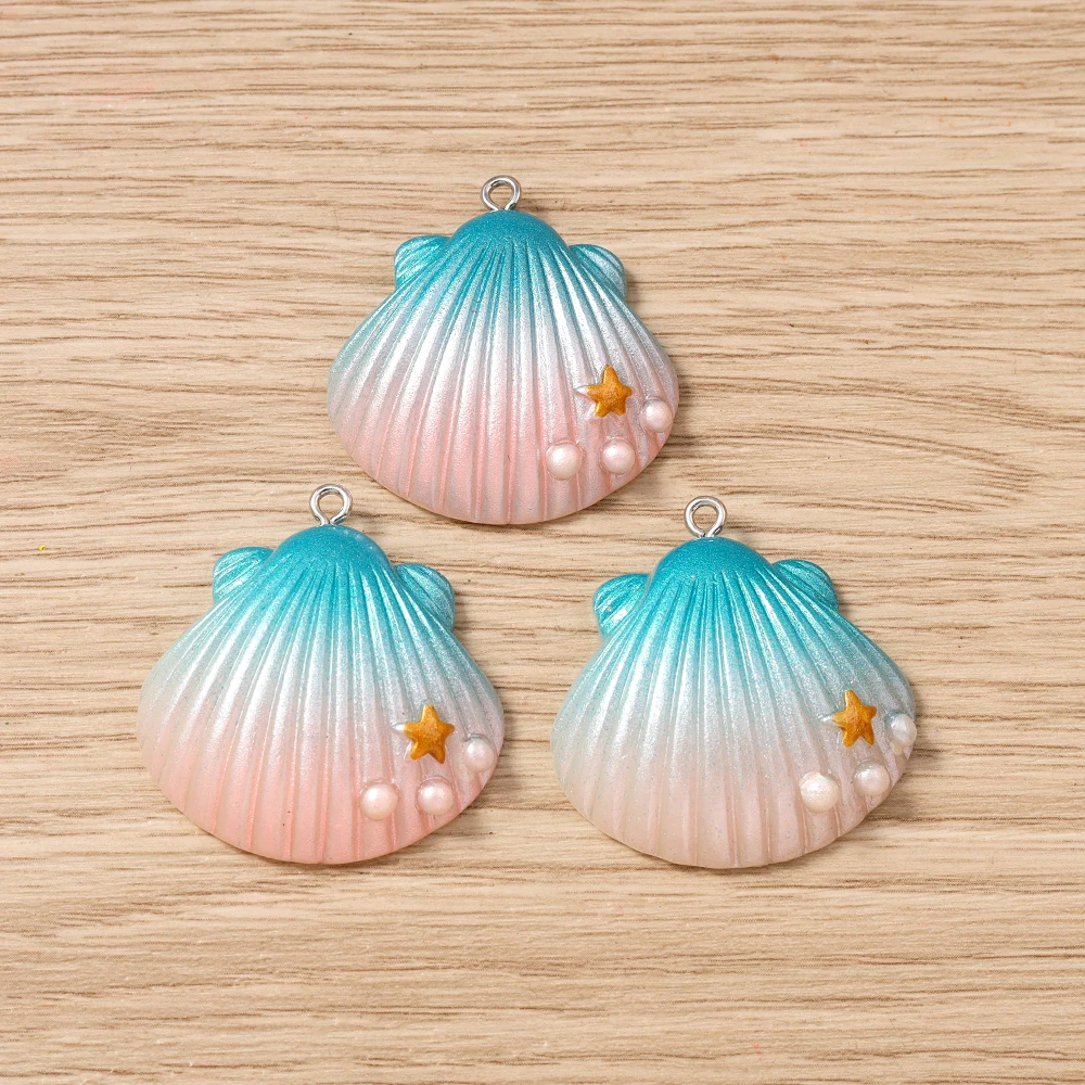 Tusember 5 Stück Niedliche Bunte Große Muschel-Anhänger für Ohrringe Halsketten Armbänder DIY Sommer Strand Schmuckherstellung Zubehör – Detail 4