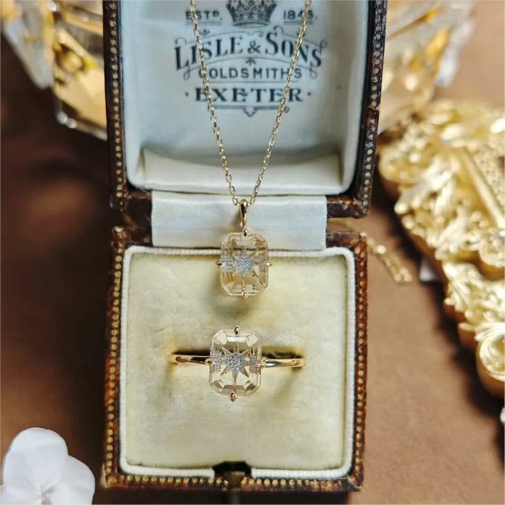 MOBUY الطبيعية لامعة الأبيض كريستال الهندسة الدائري للنساء بسيطة رائعة رومانسية ستار 925 الفضة الذهب فيرميل غرامة مجوهرات #2