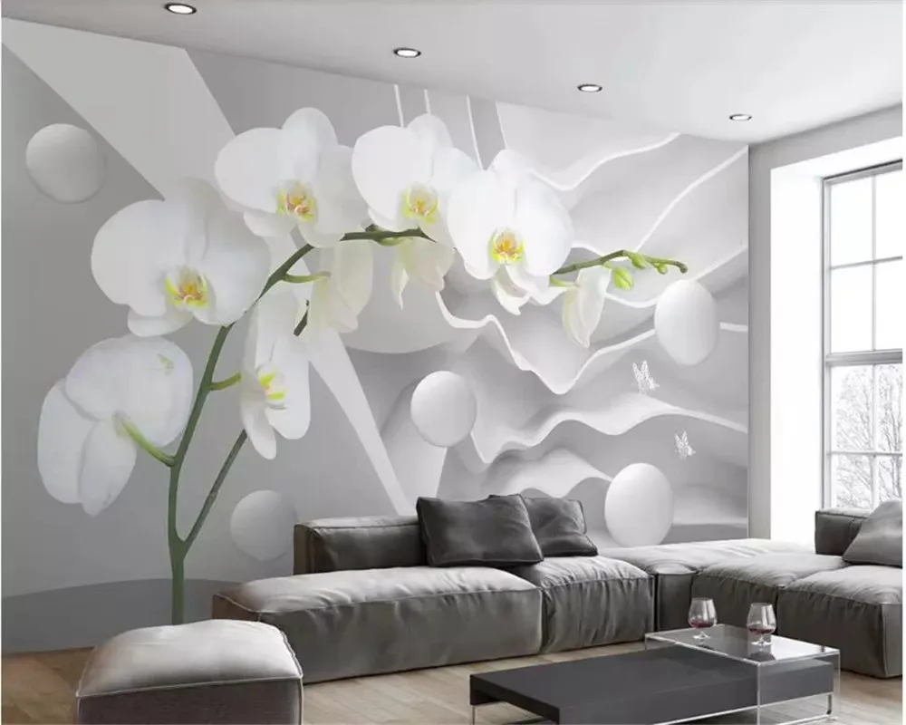 Custom wallpaper for living room butterfly orchid ball photo wallpaper living room bedroom TV background 3D wallpaper