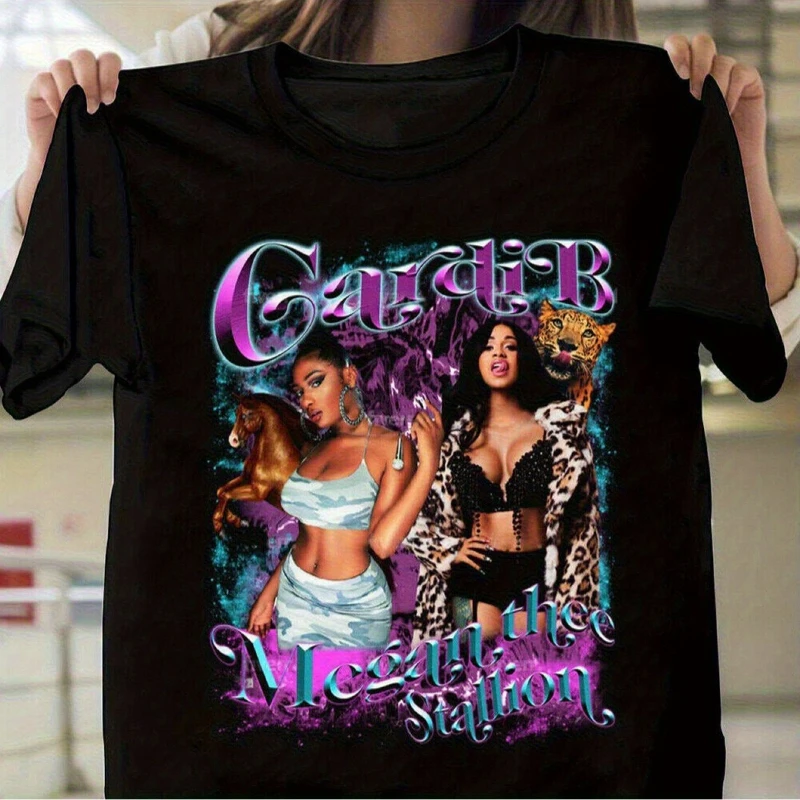 American Vintage Rock Cardi B. Megan Theo Stallion Women's T-Shirt Summer New Vintage Fashion Men's and Women's Streetwear