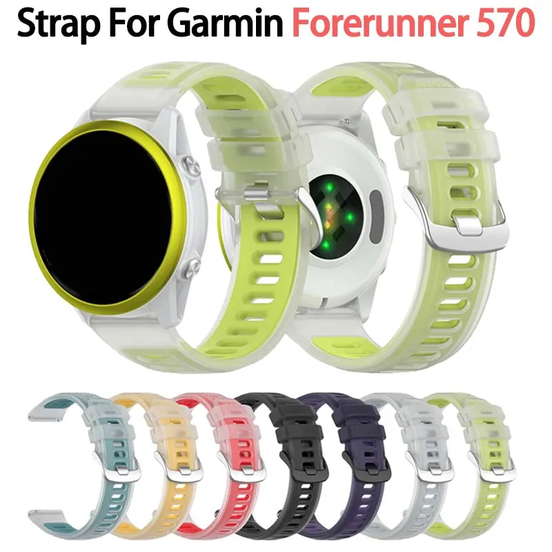 22 mm 20 mm transparentes zweifarbiges Silikonarmband für Garmin Forerunner 570 265 255 165 55/Vivoactive 6 5 4/Venu Sportband-Armband