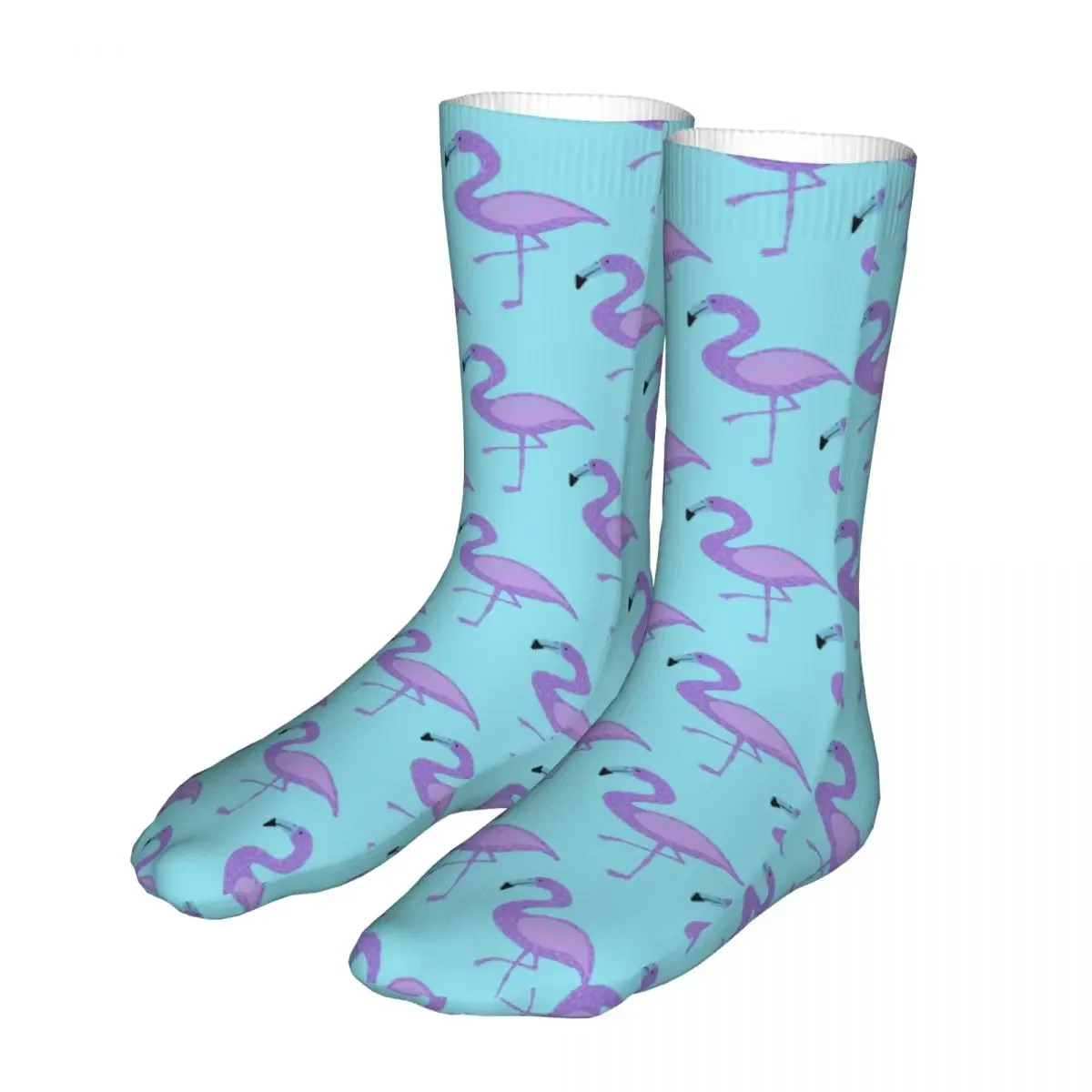 Flamingo Pattern Socks Men Women Polyester Casual Purple Socks Crazy Spring Summer Autumn Winter Socks Gift