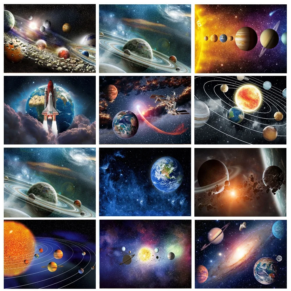 Universe Space Station Photography Backdrop Baby Birthday Party Decor Portrait Photographic Background Props Photo Wallpaper