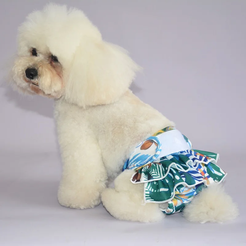 Animal de estimação do cão shorts fralda sanitária calças fisiológicas lavável feminino curto flor impressão calcinha menstruação cueca cuecas