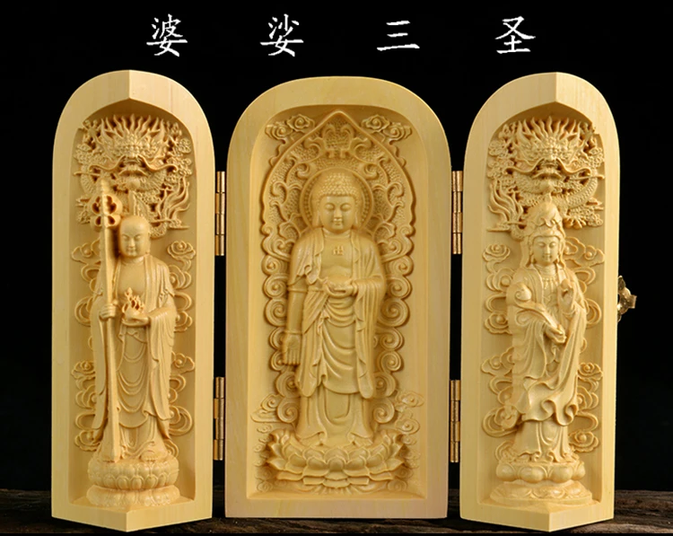 

Sacred holy Talisman # office home efficacious FENG SHUI Bless family safety Wood carving ART statue