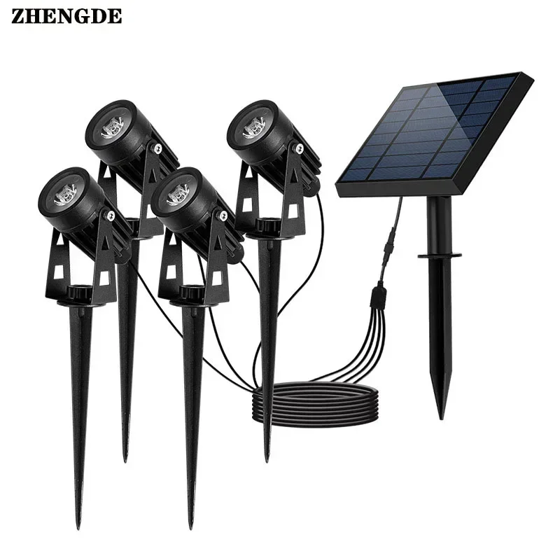 

Solar One Drag Four Lawn Lamp Waterproof Landscape Tree Lighting Garden Plug-In Spotlight Outdoor Decorative Lighting