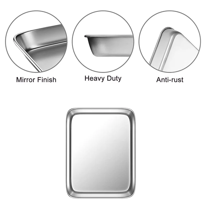 

3Set 10 Inch Toaster Oven Tray And Rack Set, Small Stainless Steel Baking Pan With Cooling Rack-AT36