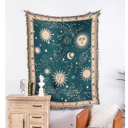Nordic Star Thread Blanket Sun God Sofa Cover Outdoor Picnic Mat Camping Blanke Home Decor Aesthetics Tapestry Leisure Bedspread