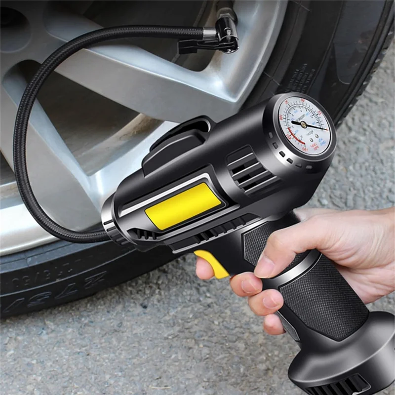A65p-gonfiador de pneus compressor de ar portátil bomba de pneu de carro com medidor de pressão 150psi bomba de ar portátil para carro bicicleta esporte bola