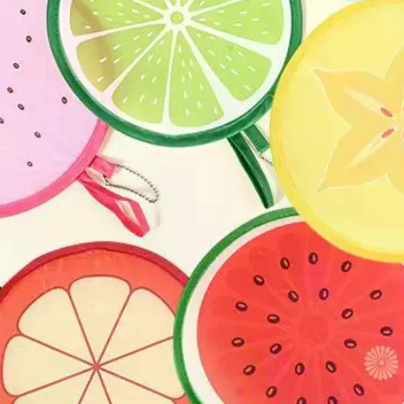 Round Foldable Hand Fans Fruit Style Handheld Folding Fan Portable Pocket Cooling Fans For Summer Events Outdoor Travel Supplies