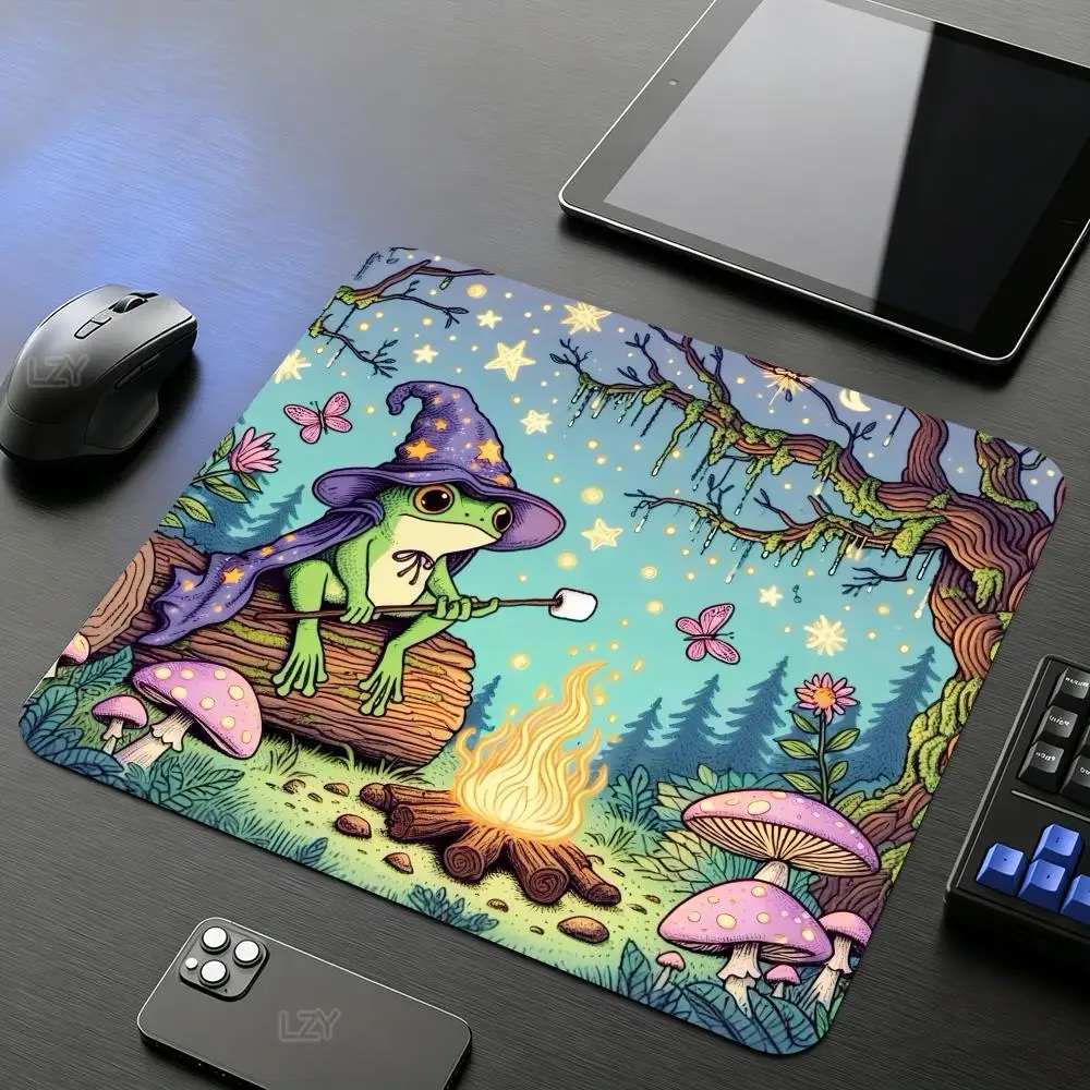 Cartoon Frog Magician Mouse pad Square Computer Office Game Table Mats PC Gaming Rubber Anti-slip Mousepads Small Decor Desk Mat