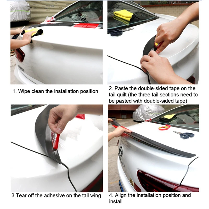 Universal Carbon Style Three-Section Tail Wing With Adjustable Length Car Accessories Tail Wing For Trunk Spoilers